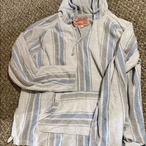 Brooklyn Cloth Light Blue & Cream Striped Crewneck Hoodie